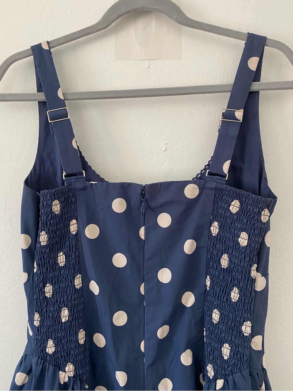 Abercrombie & Fitch Navy Blue Polka Dot Midi Dress - Picture 6 of 8